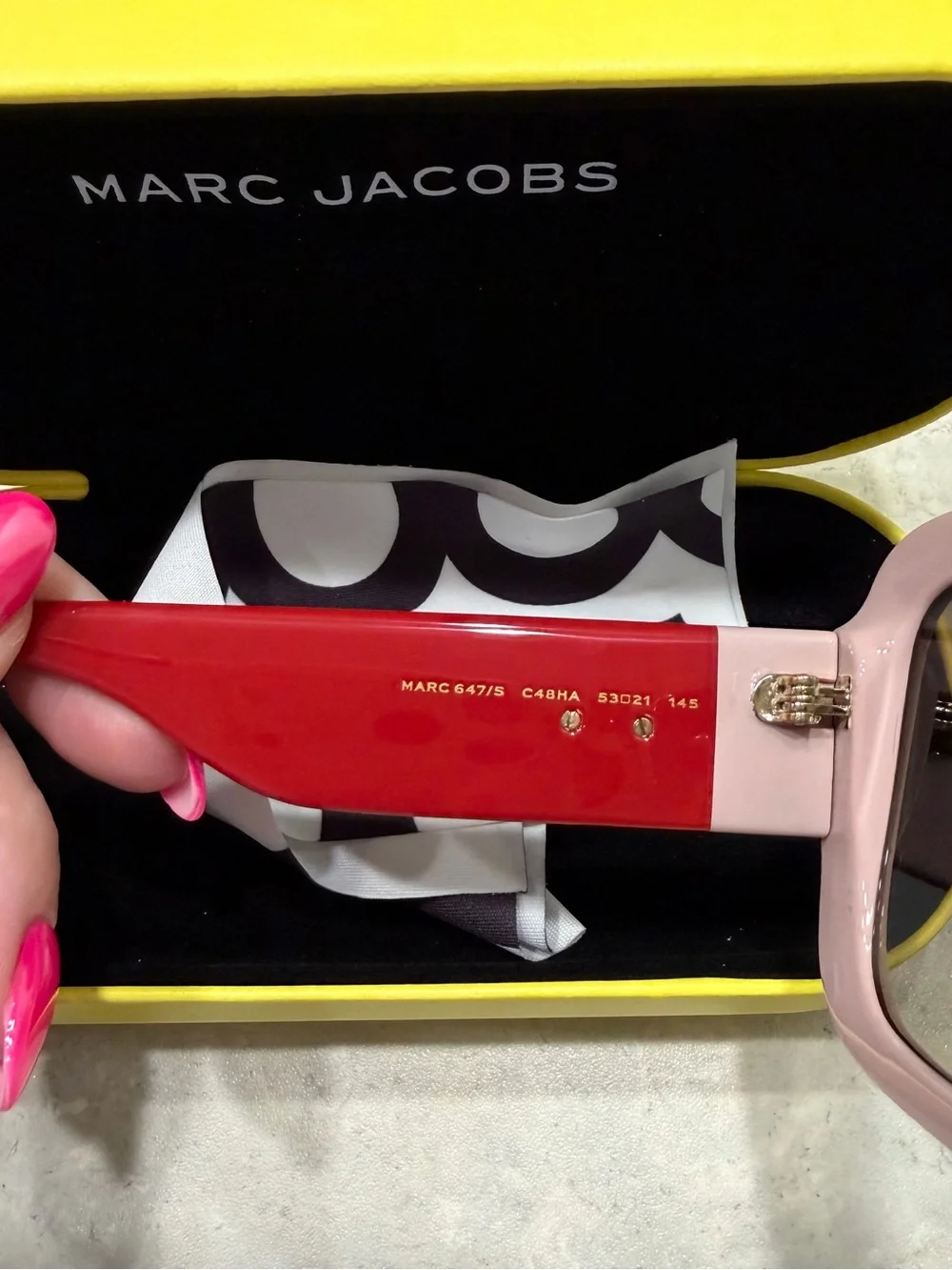 Marc Jacobs Red Temples with Pink Frames Sunglasses